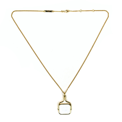 Pre-owned Celine Gold Chain Necklace Leather Logo Pendant
