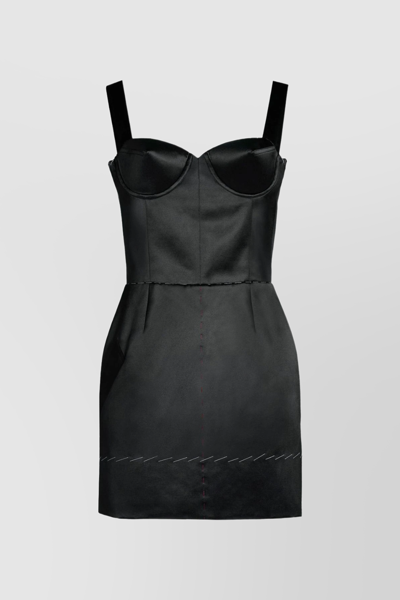 Shop Maison Margiela Fitted Satin Bustier Mini Dress In Black