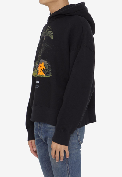 Palm Angels Enzo Graphic Print Hoodie With Ribbed Finish In Black