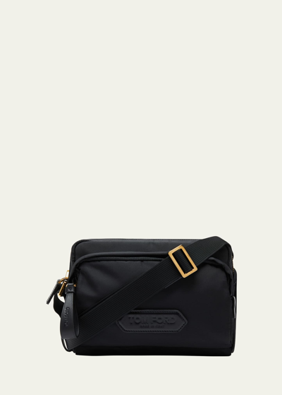 Shop Tom Ford Men's Nylon Mini Messenger Crossbody Bag In 1n001 Black