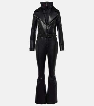 Shop Perfect Moment Belted Faux Leather Ski Suit In Black