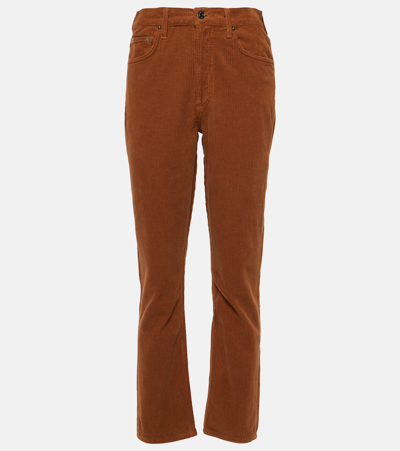 Shop Agolde Riley Long Straight Corduroy Pants In Brown
