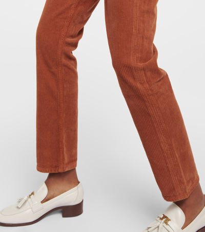 Shop Agolde Riley Long Straight Corduroy Pants In Brown