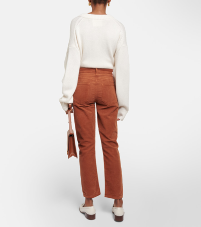 Shop Agolde Riley Long Straight Corduroy Pants In Brown