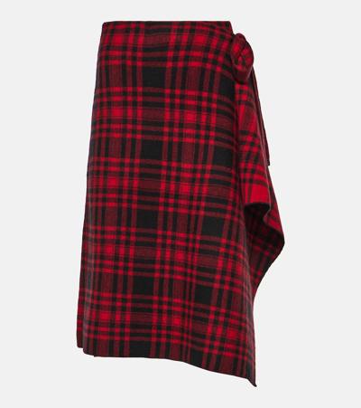 Shop Polo Ralph Lauren Checked Wool Wrap Skirt In Red