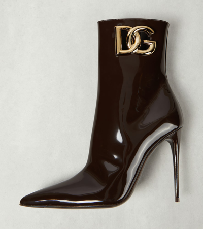 Shop Dolce & Gabbana Dg Patent Leather Ankle Boots In Black