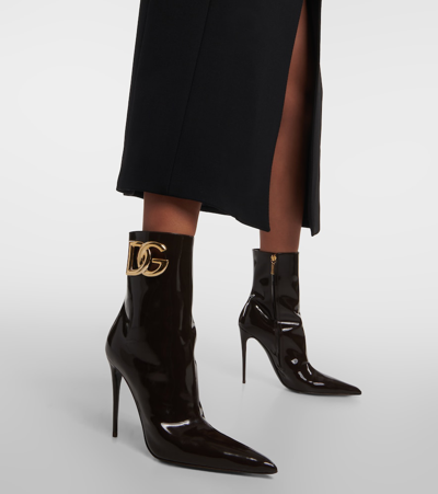 Shop Dolce & Gabbana Dg Patent Leather Ankle Boots In Black