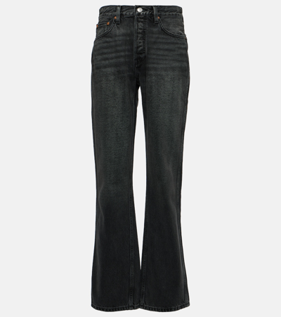 Shop Re/done '90s Loose High-rise Straight Jeans In Black