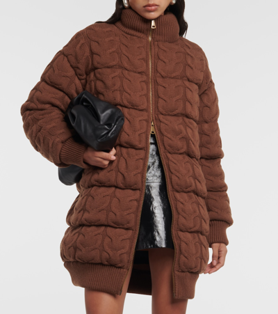 Shop Max Mara Ovatta Wool And Cashmere Down Jacket In Brown