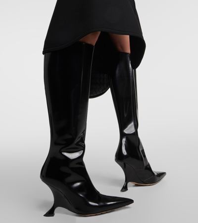 Shop Bottega Veneta Rocket Leather Knee-high Boots In Black