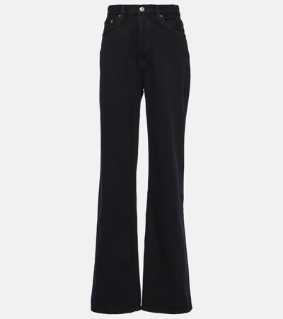 Shop Re/done '70s Ultra High-rise Wide-leg Jeans In Black