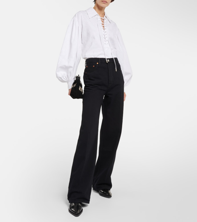 Shop Re/done '70s Ultra High-rise Wide-leg Jeans In Black