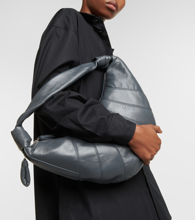 Shop Lemaire Fortune Croissant Leather Shoulder Bag In Blue