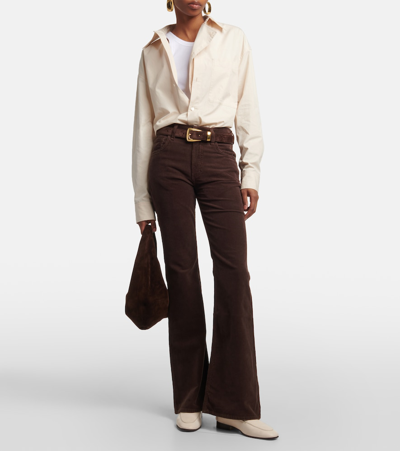Citizens Of Humanity Isola Flare Corduroy Pants In Dark Brown In Brown
