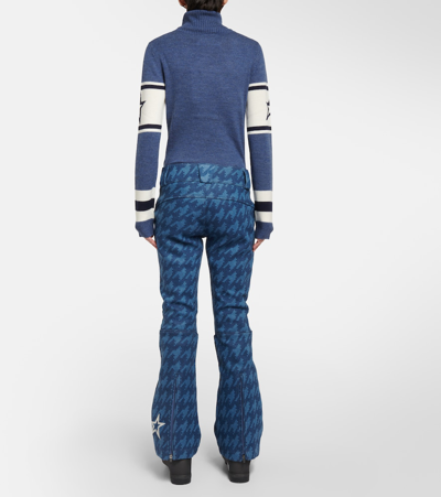 Shop Perfect Moment Auroral Low-rise Printed Denim Ski Pants In Multicoloured