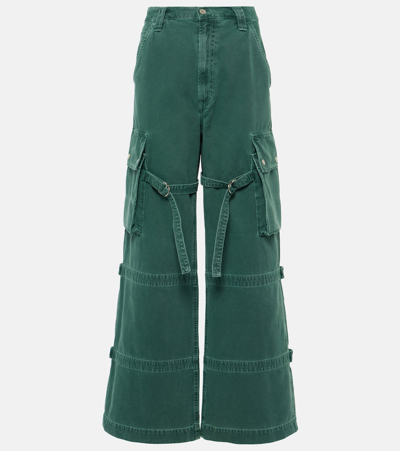 Shop Agolde Vivian Strap Mid-rise Wide-leg Jeans In Green