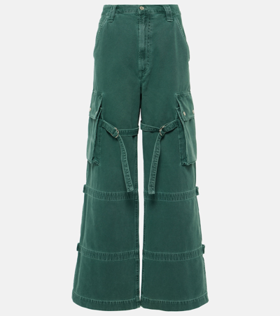 Agolde Vivian Strap Mid-rise Wide-leg Jeans in Green