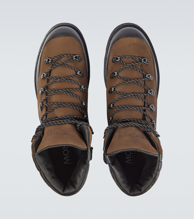 Shop Moncler Peka Trek Leather Hiking Boots In Black
