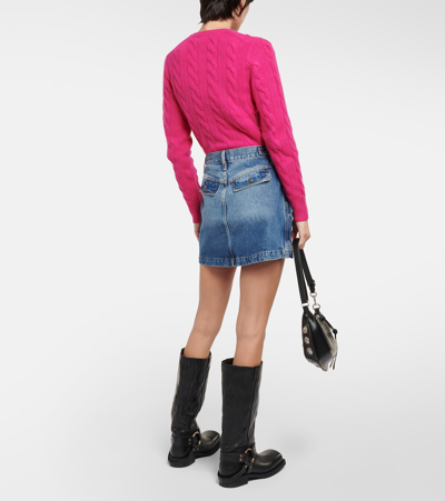 Re/done Cotton Racer Denim Mini Skirt In Blue