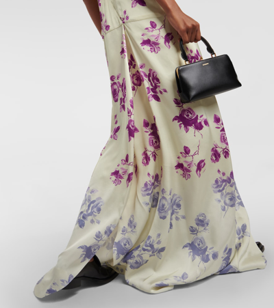 Jil Sander Printed Georgette Maxi Slip Dress In Multicoloured