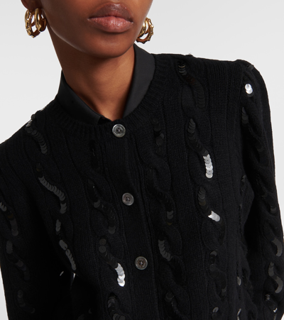 Shop Polo Ralph Lauren Sequined Wool And Cashmere Cardigan In Black
