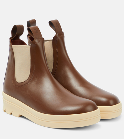 Shop Loro Piana Lakeside Leather Chelsea Boots In Brown