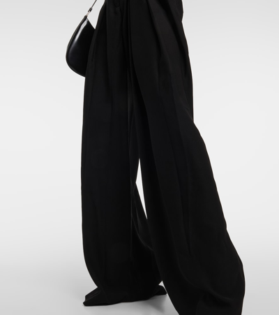 Monot Mônot Pleated Crêpe Wide-leg Pants In Black