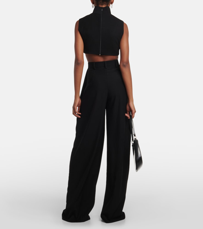 Monot Mônot Pleated Crêpe Wide-leg Pants In Black