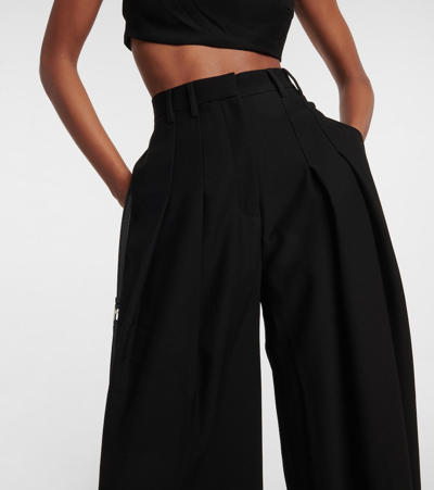 Monot Mônot Pleated Crêpe Wide-leg Pants In Black