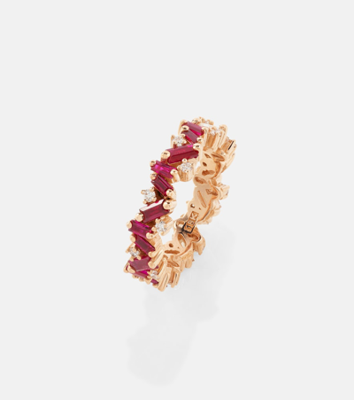 Shop Suzanne Kalan 18kt Gold Ring With Rubies And White Diamonds In Multicoloured