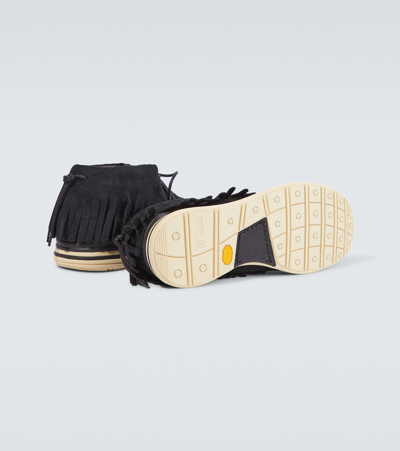 Shop Visvim Leather Sneakers In Black