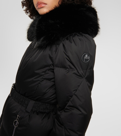 Shop Fusalp Vela Faux Fur-trimmed Down Jacket In Black