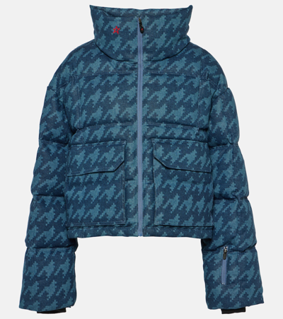 Shop Perfect Moment X Dl1961 Nevada Houndstooth Denim Down Jacket In Blue