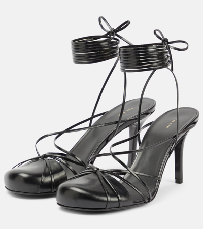 The Row 90mm Joan Suede Sandals In Black