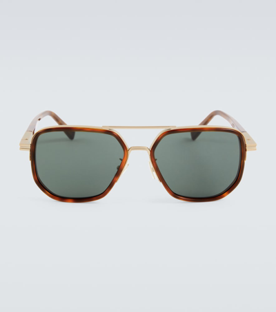 Shop Zegna Aviator Sunglasses In Brown