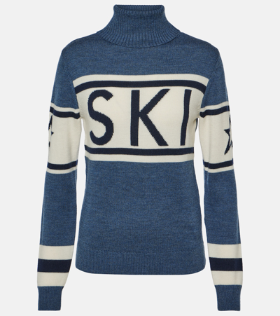 Shop Perfect Moment Schild Wool Turtleneck Sweater In Blue