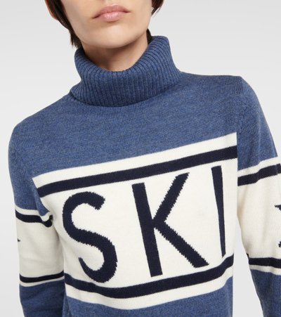 Shop Perfect Moment Schild Wool Turtleneck Sweater In Blue