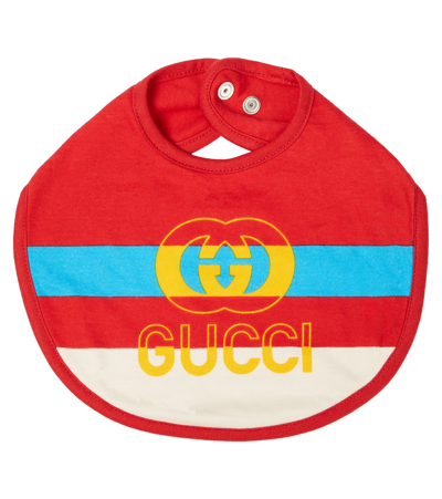 Shop Gucci Baby Printed Cotton Bib In Multicoloured