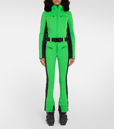 Shop Goldbergh Parry Faux Fur-trimmed Ski Suit In Green
