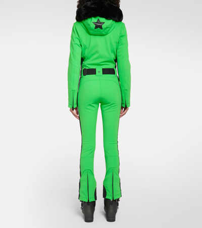Shop Goldbergh Parry Faux Fur-trimmed Ski Suit In Green