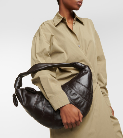 Shop Lemaire Fortune Croissant Leather Shoulder Bag In Brown