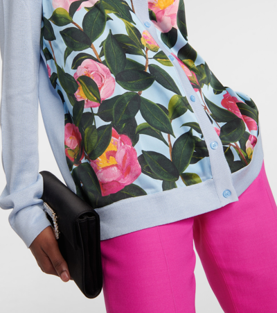 Oscar De La Renta Camellia Print Silk-blend Cardigan In Multicoloured