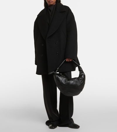 Lemaire Fortune Croissant Leather Shoulder Bag In Black