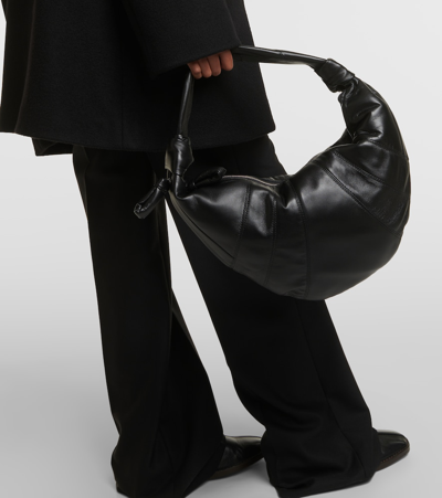 Lemaire Fortune Croissant Leather Shoulder Bag In Black