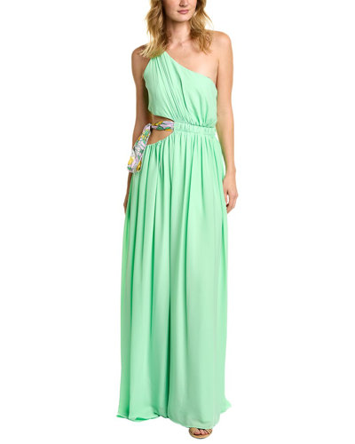 Shop Amur Zela One-shoulder Gown In Green