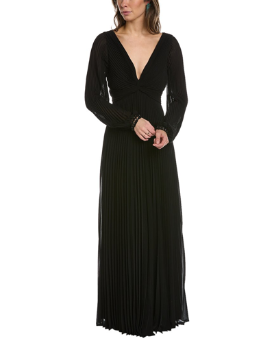 Shop Ungaro Dominic Pleated Maxi Dress In Black