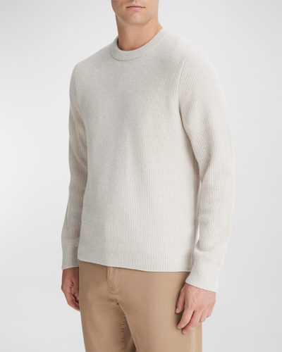 Shop Vince Men's Boiled Cashmere Thermal Sweater In H White Combo
