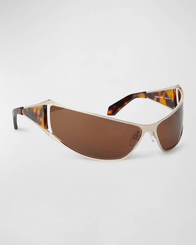 Shop Off-white Men's Luna Cat-eye Sunglasses In Gold