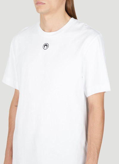 Shop Marine Serre Logo Embroidered Crewneck T-shirt In White