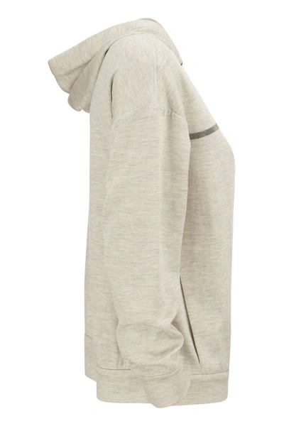 Shop Brunello Cucinelli Cotton-silk Interlock Topwear With 'precious Stripe' In Pearl Grey
